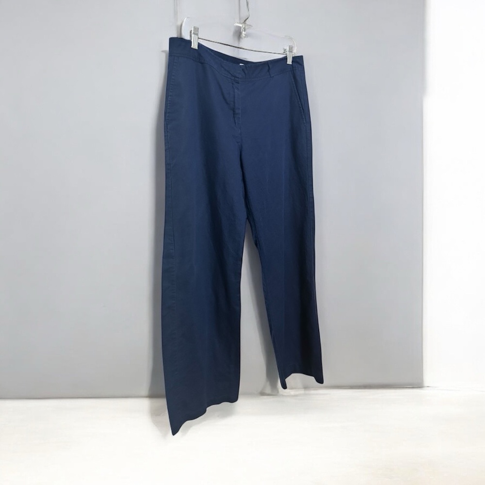 Nautica Wide Leg Linen Blue Pants Elegant Style Size 12